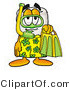 Illustration of a Cartoon Tooth Mascot in Green and Yellow Snorkel Gear by Mascot Junction
