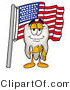 Illustration of a Cartoon Tooth Mascot Pledging Allegiance to an American Flag by Mascot Junction