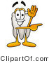 Illustration of a Cartoon Tooth Mascot Waving and Pointing by Mascot Junction