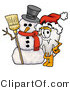 Illustration of a Cartoon Tooth Mascot with a Snowman on Christmas by Mascot Junction