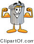 Illustration of a Cartoon Trash Can Mascot Flexing His Arm Muscles by Mascot Junction