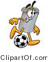 Illustration of a Cartoon Trash Can Mascot Kicking a Soccer Ball by Mascot Junction