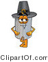 Illustration of a Cartoon Trash Can Mascot Wearing a Pilgrim Hat on Thanksgiving by Mascot Junction