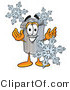 Illustration of a Cartoon Trash Can Mascot with Three Snowflakes in Winter by Mascot Junction