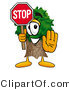 Illustration of a Cartoon Tree Mascot Holding a Stop Sign by Mascot Junction