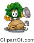 Illustration of a Cartoon Tree Mascot Serving a Thanksgiving Turkey on a Platter by Mascot Junction