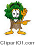 Illustration of a Cartoon Tree Mascot Waving and Pointing by Mascot Junction