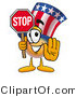 Illustration of a Cartoon Uncle Sam Mascot Holding a Stop Sign by Mascot Junction