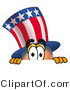 Illustration of a Cartoon Uncle Sam Mascot Peeking over a Surface by Mascot Junction