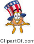 Illustration of a Cartoon Uncle Sam Mascot Sitting by Mascot Junction
