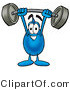 Illustration of a Cartoon Water Drop Mascot Holding a Heavy Barbell Above His Head by Mascot Junction
