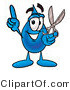 Illustration of a Cartoon Water Drop Mascot Holding a Pair of Scissors by Mascot Junction