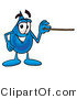 Illustration of a Cartoon Water Drop Mascot Holding a Pointer Stick by Mascot Junction