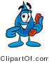 Illustration of a Cartoon Water Drop Mascot Holding a Telephone by Mascot Junction