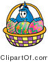 Illustration of a Cartoon Water Drop Mascot in an Easter Basket Full of Decorated Easter Eggs by Mascot Junction