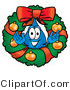 Illustration of a Cartoon Water Drop Mascot in the Center of a Christmas Wreath by Mascot Junction