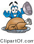 Illustration of a Cartoon Water Drop Mascot Serving a Thanksgiving Turkey on a Platter by Mascot Junction