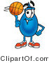 Illustration of a Cartoon Water Drop Mascot Spinning a Basketball on His Finger by Mascot Junction