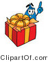 Illustration of a Cartoon Water Drop Mascot Standing by a Christmas Present by Mascot Junction