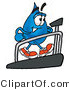 Illustration of a Cartoon Water Drop Mascot Walking on a Treadmill in a Fitness Gym by Mascot Junction