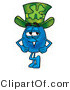 Illustration of a Cartoon Water Drop Mascot Wearing a Saint Patrick's Day Hat with a Clover by Mascot Junction