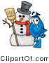 Illustration of a Cartoon Water Drop Mascot with a Snowman on Christmas by Mascot Junction