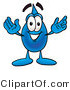Illustration of a Cartoon Water Drop Mascot with Welcoming Open Arms by Mascot Junction