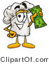 Illustration of a Chef Hat Mascot Holding a Dollar Bill by Mascot Junction