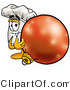 Illustration of a Chef Hat Mascot Standing with a Christmas Bauble by Mascot Junction