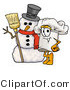 Illustration of a Chef Hat Mascot with Three Snowflakes in Winter by Mascot Junction