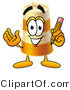 Illustration of a Construction Safety Barrel Mascot Holding a Pencil by Mascot Junction