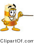 Illustration of a Construction Safety Barrel Mascot Holding a Pointer Stick by Mascot Junction