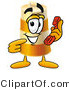 Illustration of a Construction Safety Barrel Mascot Holding a Telephone by Mascot Junction