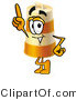 Illustration of a Construction Safety Barrel Mascot Pointing Upwards by Mascot Junction