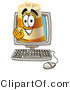 Illustration of a Construction Safety Barrel Mascot Waving from Inside a Computer Screen by Mascot Junction