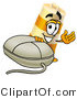 Illustration of a Construction Safety Barrel Mascot with a Computer Mouse by Mascot Junction