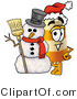 Illustration of a Construction Safety Barrel Mascot with a Snowman on Christmas by Mascot Junction