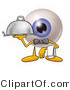 Illustration of a Eyeball Mascot Dressed As a Waiter and Holding a Serving Platter by Mascot Junction