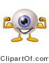 Illustration of a Eyeball Mascot Flexing His Arm Muscles by Mascot Junction