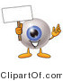 Illustration of a Eyeball Mascot Holding a Blank Sign by Mascot Junction