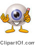 Illustration of a Eyeball Mascot Holding a Pencil by Mascot Junction