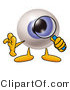 Illustration of a Eyeball Mascot Looking Through a Magnifying Glass by Mascot Junction