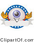 Illustration of a Eyeball Mascot on a Blank American Themed Label by Mascot Junction