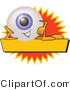 Illustration of a Eyeball Mascot on a Blank Yellow and Orange Label by Mascot Junction