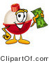 Illustration of a Fishing Bobber Mascot Holding a Dollar Bill by Mascot Junction