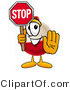 Illustration of a Fishing Bobber Mascot Holding a Stop Sign by Mascot Junction