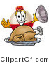 Illustration of a Fishing Bobber Mascot Serving a Thanksgiving Turkey on a Platter by Mascot Junction