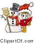 Illustration of a Fishing Bobber Mascot with a Snowman on Christmas by Mascot Junction