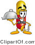 Illustration of a Medical Pill Capsule Mascot Dressed As a Waiter and Holding a Serving Platter by Mascot Junction
