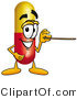 Illustration of a Medical Pill Capsule Mascot Holding a Pointer Stick by Mascot Junction